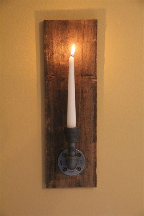 Set Of 2 Reclaimed Rustic Wood Candle Wall Sconce