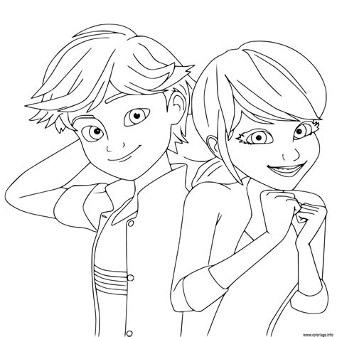 Miraculous Adrien Marinette Coloring Coloring Pages
