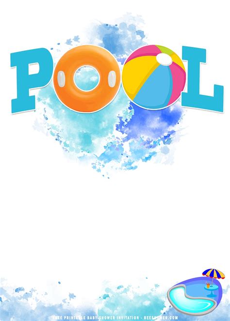 FREE Printable Summer Pool Birthday Party Invitation Templates Pool Party Invitation