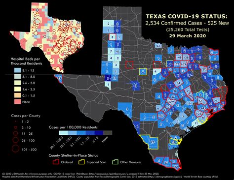 Texas COVID-19 Confirmed Cases - Sunday, 29 March 2020 : texas