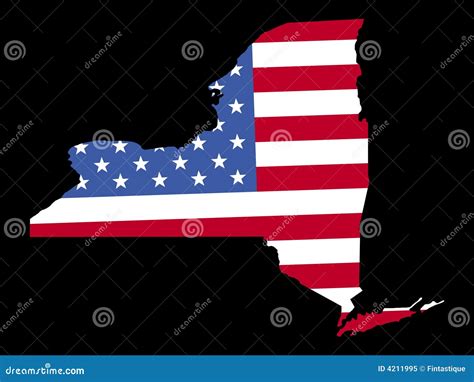 Map Of New York With Flag Stock Vector Illustration Of Outline 4211995