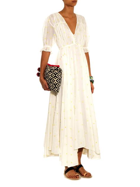 Lyst Mes Demoiselles Louise Embroidered Cotton Gauze Dress In White