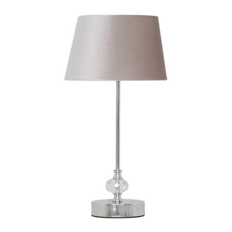 Crystal And Chrome Table Lamp With Inch Champagne Velvet Shade Lamp