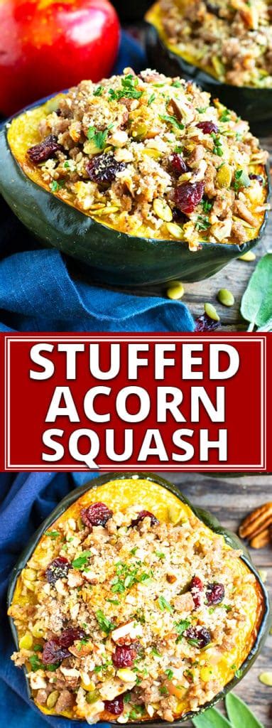 Stuffed Acorn Squash With Ground Turkey Cranberries