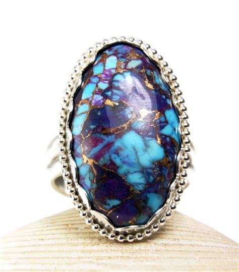 Sterling Silver Purple Turquoise Ring Bronze Mohave Big
