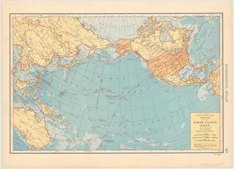 1930s Rand Mcnally Flight Map Of The North Pacific Ocean Sea Map Map