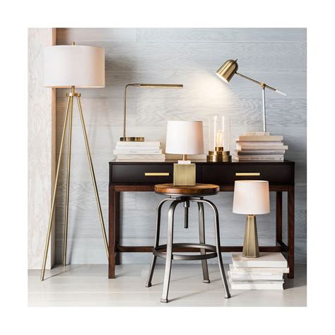 Herzberg 36 led tripod floor lamp orren ellis wayfair north america $ 1639.99. Ellis Tripod Floor Lamp Brass/White - Project 62™ | Brass floor lamp, Tripod floor lamps, Metal ...