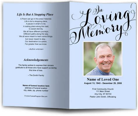 In Loving Memory Funeral Program Template Funeral Programs Funeral