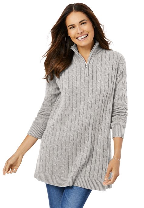Meet your new favorite layer. Woman Within - Woman Within Women's Plus Size Cable Knit ...