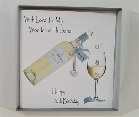 Personalised 70th Birthday Card Husband White Wine Any Age Etsy Uk
