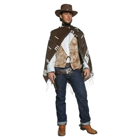 Cowboy Costume Adult Clint Eastwood Poncho Wild West Gunslinger Fancy
