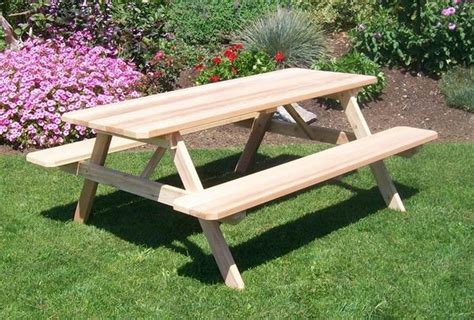 Red Cedar Picnic Table And Benches From Dutchcrafters Amish Furniture
