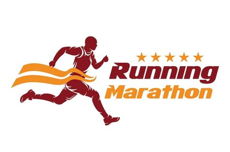 running en marathon logo design illustratie vector premium vector