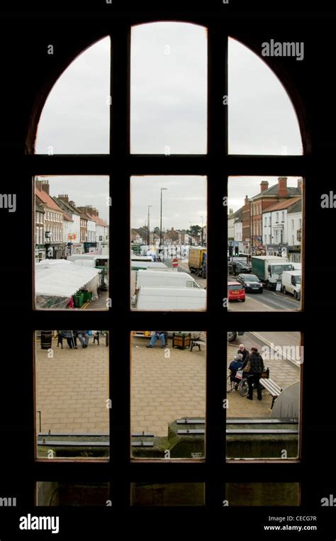 Looking Through A Window Down Onto Northallertons High Street On Stock