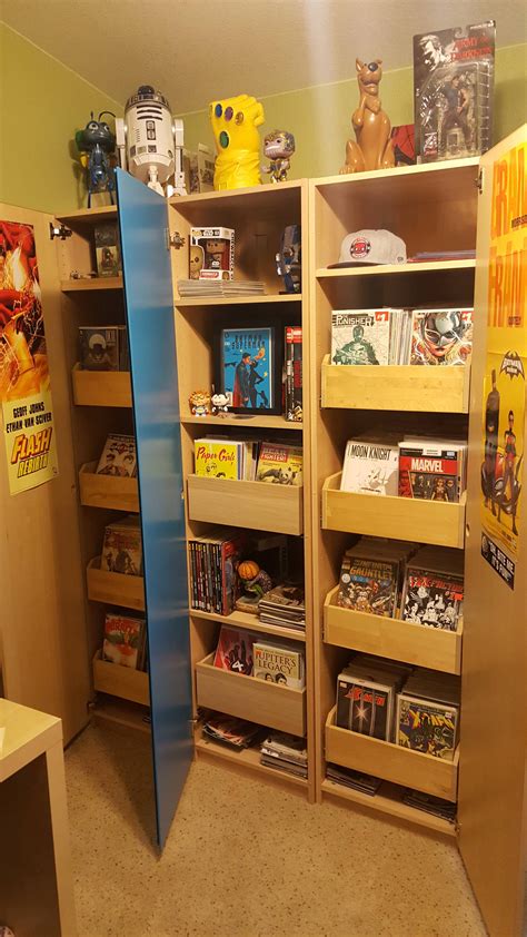 Comic Cabinets Thanks Ikea Comic Book Man Cave Comic Book Rooms