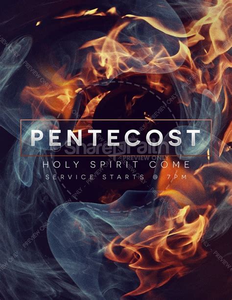 Tongues Of Fire Pentecost Church Flyer Clover Media
