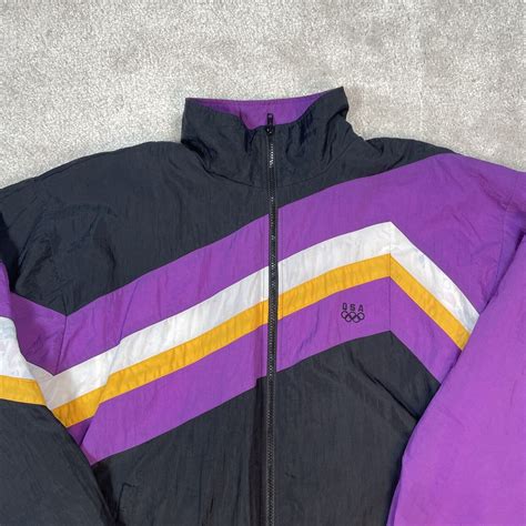 Vintage JCPenny USA Olympic Games Purple White Gold T… - Gem