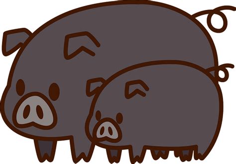 Black Pigs Mother And Baby Clipart Free Download Transparent Png