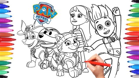 Paw Patrol Coloring Book How To Draw Paw Pups For Kids Everest