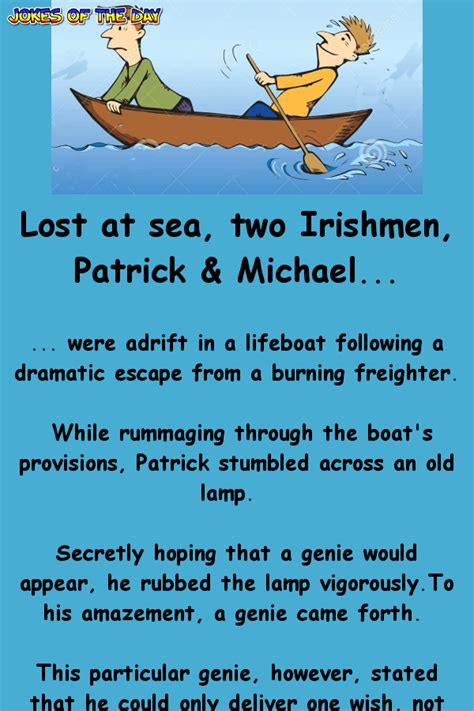 Irish joke whats the difference between an irish wedding and an irish funeral? Lost at sea, two Irishmen, Patrick & Michael, were adrift in a... | Clean jokes, Jokes, Funny ...