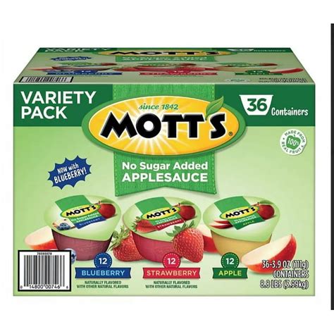 Motts No Sugar Added Applesauce Variety Pack Cups 36 Pk39 Oz