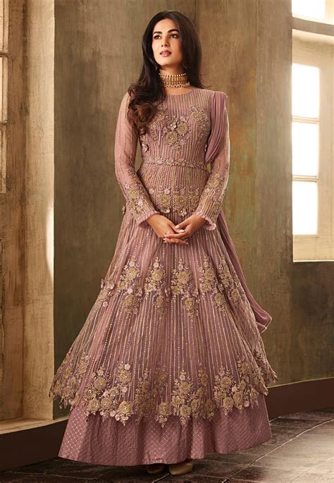 Buy Sonal Chauhan Light Purple Net Long Anarkali Suit 157223 Online At