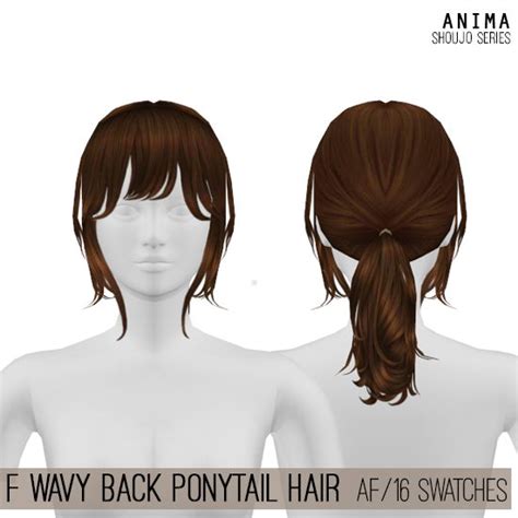Ts4 F Wavy Back Ponytail Hair P Anima Sims Sims Hair Ponytail