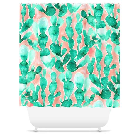 Cactus Shower Curtain Cactus Watercolor Paddle Cacctus Pear Etsy