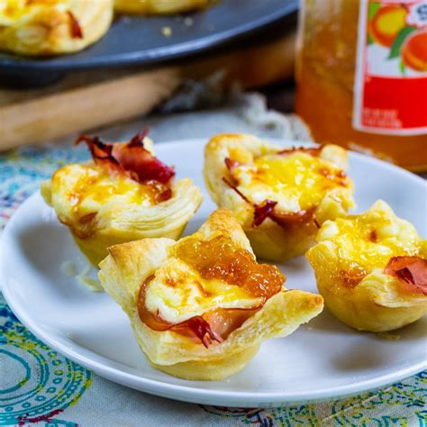 ham and brie puff pastry cups spicy southern kitchen