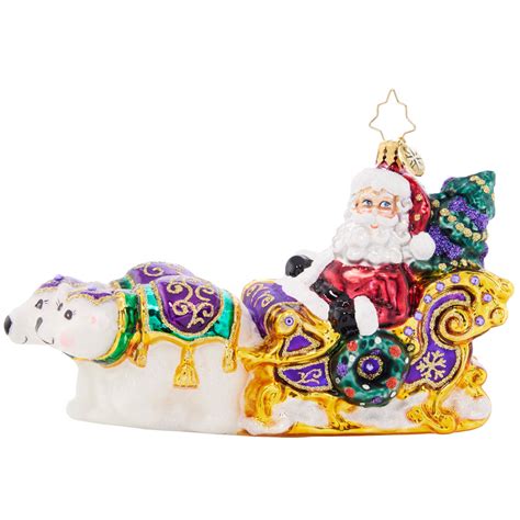 Christopher Radko Polar Pals Sleigh Ride Santa 1021665 Christmas Ornament