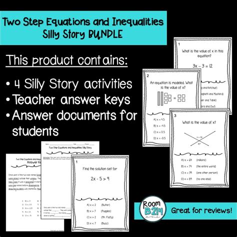 Two Step Equations And Inequalities Silly Story Bundle Teks 711a 711c