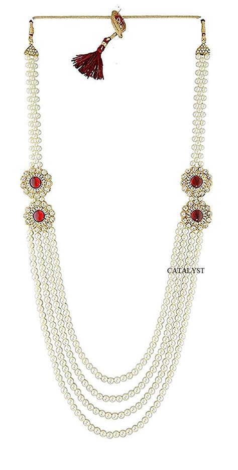 Catalyst Designer White Pearl Wedding Necklace Jewellery For Groom