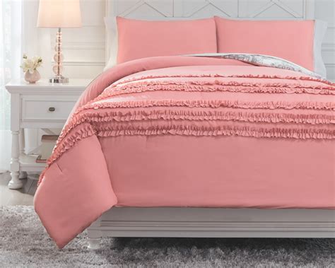 Avaleigh Full Comforter Set Pink White Gray By Ashley Furniture Zebit Preview