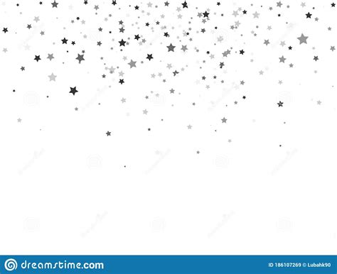 Glitter Stars Border On White Background Silver Stars Explosion