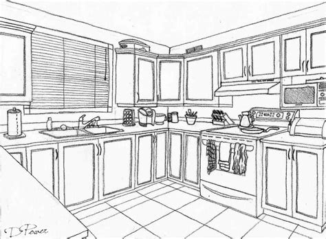 How To Draw A Kitchen Room In 2 Point Perspective Drawings Of Love