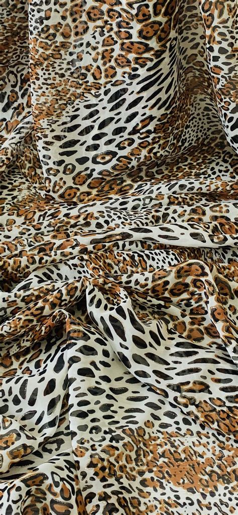 Multicoloured Leopard Print Chiffon Fabric 45 Price Per Etsy