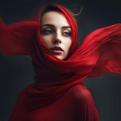 Premium Ai Image Beautiful White Women Model In Red Dress