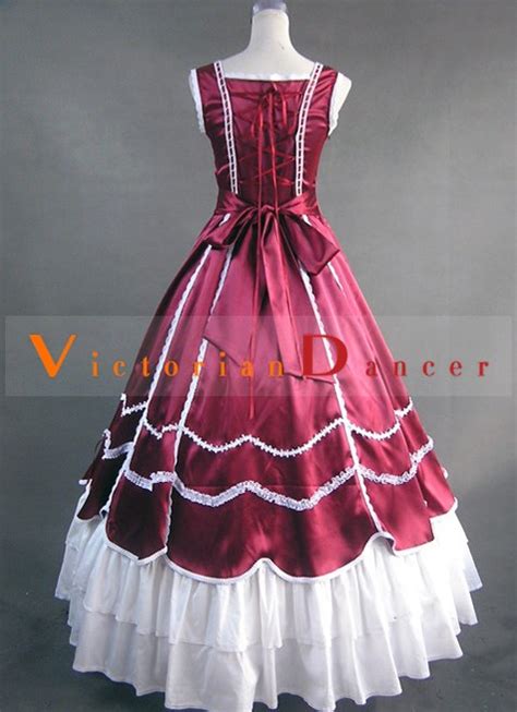 Vintage Authentic Victorian Dressesballgowns Deep Red And White