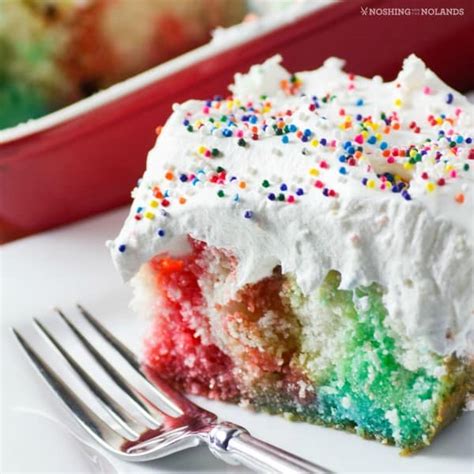Bake white cake mix according to directions on box. Rainbow Birthday Poke Cake