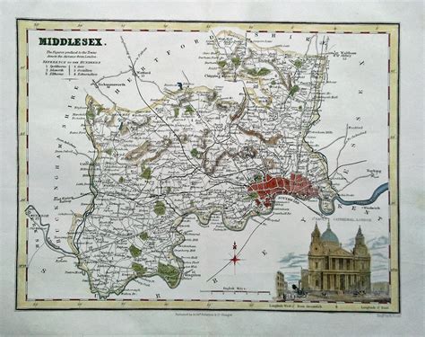 Antique Map Of Middlesex By Fullarton