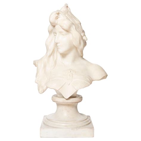 Antique Carved Italian Marble Classical Woman Bust Sculpture Circa