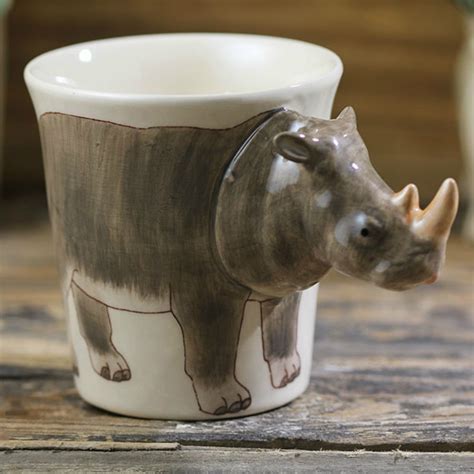 200ml Animal Rhinoceros Mug Hand Painted Ceramic Coffee Mug Cartoon