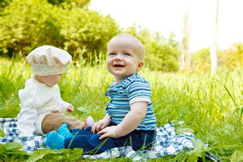 Babies In Park Stock Photo Image Of Green Amazing Grass 14511364