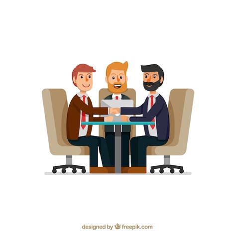 Free Vector Meeting Scene With Friendly Business People