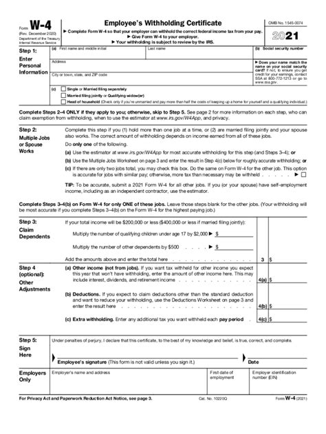 Fillable 2021 W4 Fill And Sign Printable Template Online Us Legal Forms