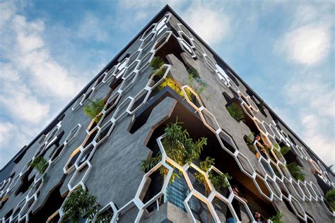 Hexagonal Facade Design Emerged As A Buffer Of Stratifying