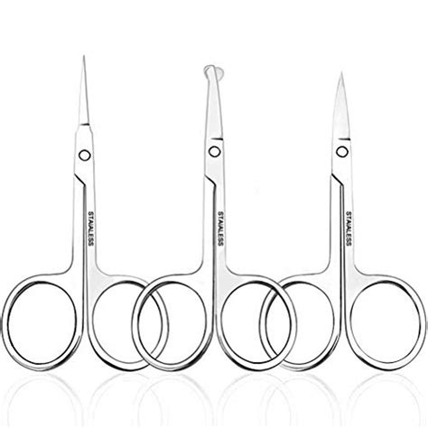 Nose Hair Scissors 3 Pcs Curved And Rounded Eyebrows Facial Hair