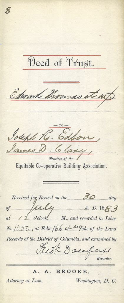 Frederick Douglass Signed Deed Of Trust 1883 American Journey Experience