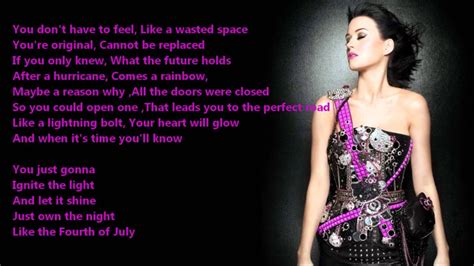 Katy Perry Firework Lyrics On A Screen Youtube