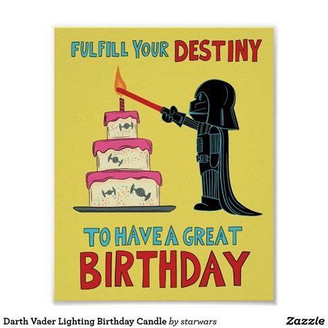 Darth Vader Lighting Birthday Candle Poster Zazzle Com Star Wars Birthday Starwars Birthday
